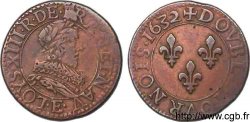LOUIS XIII LE JUSTE Double tournois, buste viril à grande fraise rabattue 1632 Tours