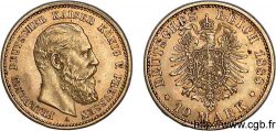 GERMANY - KINGDOM OF PRUSSIA - FREDERICK III 10 marks or 1888 Berlin AU 