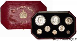 GRANDE-BRETAGNE - GEORGES V Coffret 1911 ou “Proof set”, 8 monnaies 1911 Londres