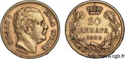 ROYAUME DE SERBIE - MILAN IV OBRÉNOVITCH 20 dinara en or 1882 Vienne