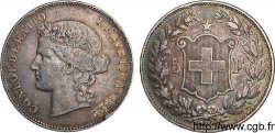 SUISSE - CONFÉDÉRATION HELVÉTIQUE 5 Francs Helvetia 1892 Berne