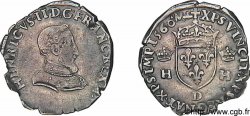 FRANÇOIS II. MONNAYAGE AU NOM D HENRI II Demi-teston à la tête nue, 1er type 1560 Lyon
