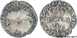 HENRY IV Quart d&nbsp;écu, croix feuillue de face 1602 Nantes