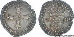 HENRY IV Huitième d écu, croix feuillue de face 1601 La Rochelle