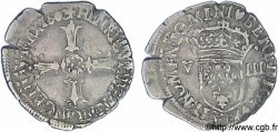 HENRY IV Huitième d&nbsp;écu, croix feuillue de face 1602 Nantes VF