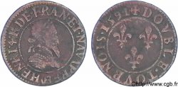 HENRY IV Double tournois, 2e type de Châlons-sur-Marne 1591 Châlons-en-Champagne VF