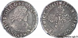 LOUIS XIII Demi-franc buste lauré au grand col rabattu 1639 Montpellier