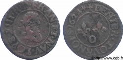 LOUIS XIII  Denier tournois, au buste adolescent drapé et à col plat de Riom 1624 Riom