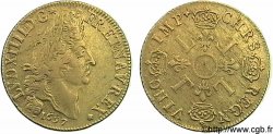 LOUIS XIV LE GRAND OU LE ROI SOLEIL Double louis d&nbsp;or aux quatre L 1697 Paris