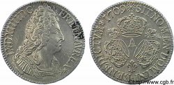 LOUIS XIV LE GRAND OU LE ROI SOLEIL Écu aux trois couronnes 1709 Paris