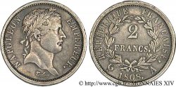 2 francs Napoléon Ier tête laurée, République française 1808 Paris F.254/4