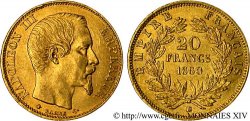 20 francs or Napoléon III tête nue 1860 Strasbourg F.531/20