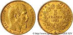 5 francs or Napoléon III tête nue, petit module 1854 Paris F.500A/1