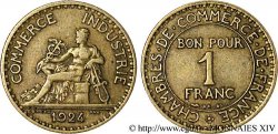 1 franc Chambres de Commerce, 4 ouvert 1924 Paris F.218/6