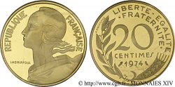 Piéfort or de 20 centimes Marianne 1974  G.156 14P MS 