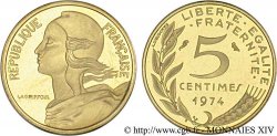 Piéfort or de 5 centimes Marianne 1974 Pessac F.125/10P