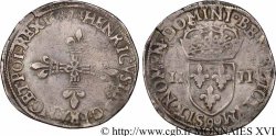 HENRI III Quart d&nbsp;écu, croix de face 1587 Rennes TTB