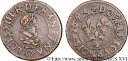 LOUIS XIII LE JUSTE Double tournois, type 3 1624 Riom TTB+