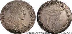 LOUIS XIV LE GRAND OU LE ROI SOLEIL Demi-écu au buste juvénile, 1er type 1661 Rennes TTB