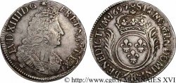 LOUIS XIV LE GRAND OU LE ROI SOLEIL Demi-écu aux palmes 1697 Rouen TB+/TTB