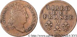 LOUIS XIV  THE SUN KING  Liard de France au buste nu, 4e type 1715 Lille fSS/SS