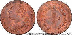 LOUIS XVI (MONARQUE CONSTITUTIONNEL)  12 deniers dit &nbsp;au faisceau&nbsp;, type FRANÇOIS 1791 Lyon