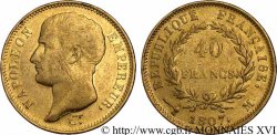 40 francs or Napoléon tête nue, type transitoire 1807 Toulouse F.539/3