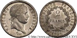 2 francs Napoléon Ier tête laurée, République française 1808 Paris F.254/4