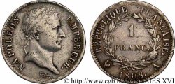 1 franc Napoléon Ier tête laurée, République française 1808 Paris F.204/2 S 