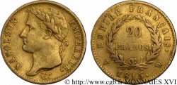 20 francs or Napoléon, tête laurée, Empire français 1815 Lille F.516A/3