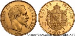 50 francs or Napoléon III, tête nue, variété de frappe tréflée 1855 Paris F.547/1 SUP 