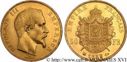 50 francs or Napoléon III, tête nue 1859 Strasbourg F.547/8 SUP 