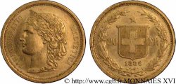 SWITZERLAND - HELVETIC CONFEDERATION 20 francs or 1886 Berne