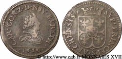 ARDENNES - PRINCIPAUTÉ SOUVERAINE D ARCHES-CHARLEVILLE - CHARLES Ier DE GONZAGUE Liard au buste fin sur flan large TB+