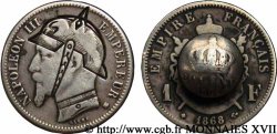 Monnaie satirique, module de 1 franc, regravée et transformé en bouton 1868 Strasbourg F.215/8/ (pour le type)