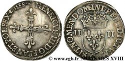HENRI III Quart d écu, croix de face 1588 Saint-Lô