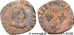 HENRI III Double tournois, 3e type de La Rochelle, buste du denier 1586 La Rochelle