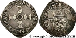 HENRI IV LE GRAND Quart d&nbsp;écu, croix feuillue de face 1591 Bayonne