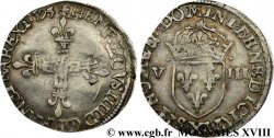 HENRI IV LE GRAND Huitième d écu, croix bâtonnée et fleurdelisée de face 1595 Amiens TTB