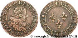 LOUIS XIII LE JUSTE Double tournois, type 6 1629 Paris
