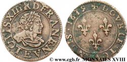 LOUIS XIII LE JUSTE Double tournois, type 17 1639 Tours