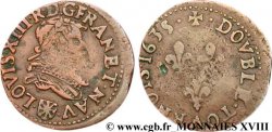 LOUIS XIII LE JUSTE Double tournois de Navarre, type 1, au petit buste 1635 Saint-Palais TTB