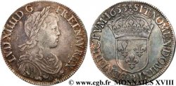 LOUIS XIV LE GRAND OU LE ROI SOLEIL Écu à la mèche longue 1653 Rouen TTB
