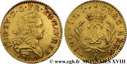 LOUIS XV  THE WELL-BELOVED  Louis d or aux deux L entrelacées et aux palmes longues 1724 Bayonne AU