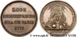 FRANC-MAÇONNERIE - PARIS Jeton Br 25, loge des Neuf Sœurs 1776 (5776)