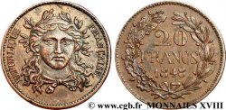 Concours de 20 francs, piéfort de Gayrard, deuxième concours 1848 Paris VG.3051  VZ 