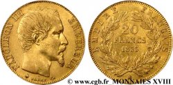 20 francs or Napoléon III, tête nue 1855 Strasbourg F.531/6 SS 