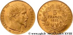 5 francs or Napoléon III tête nue, petit module 1855 Paris F.500A/2 SC 