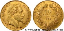 10 francs or Napoléon III, tête laurée 1866 Strasbourg F.507A/14