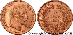 5 francs or Napoléon III, tête laurée 1867 Paris F.502/11